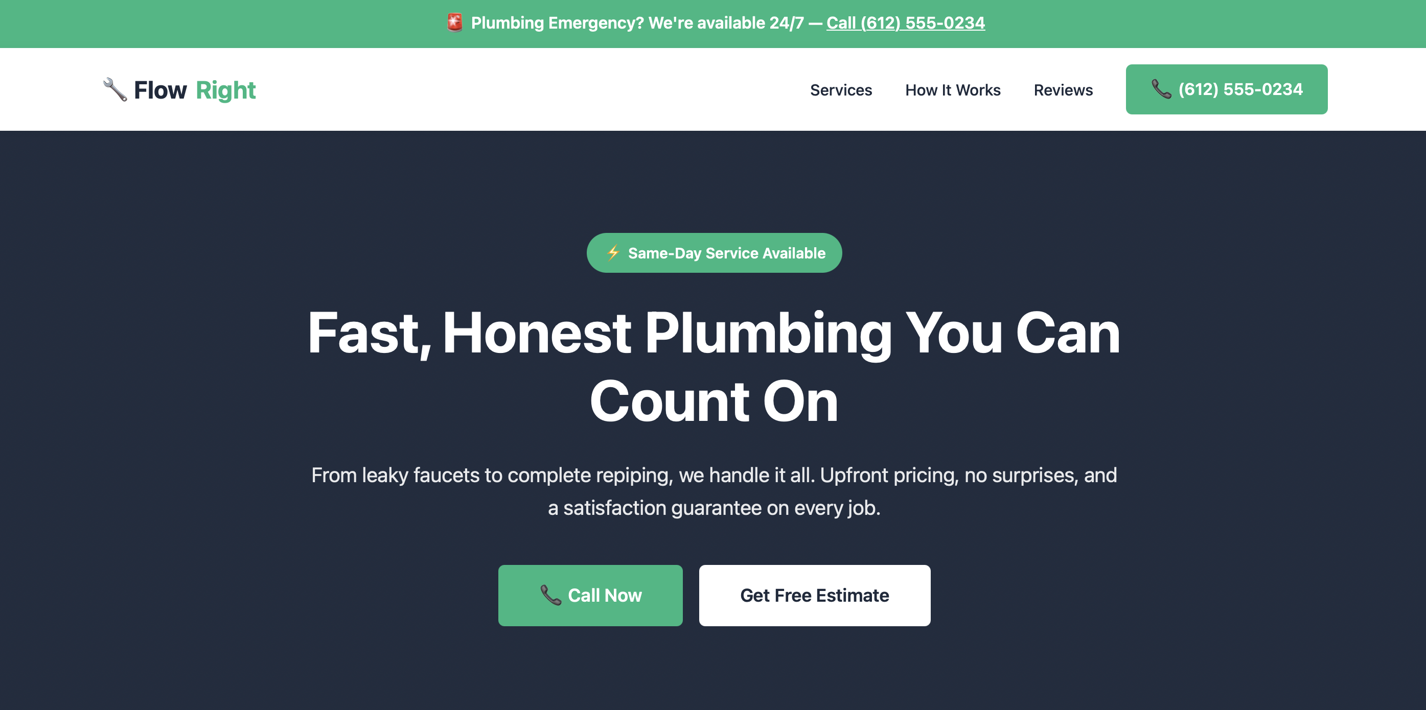 FlowRight Plumbing website